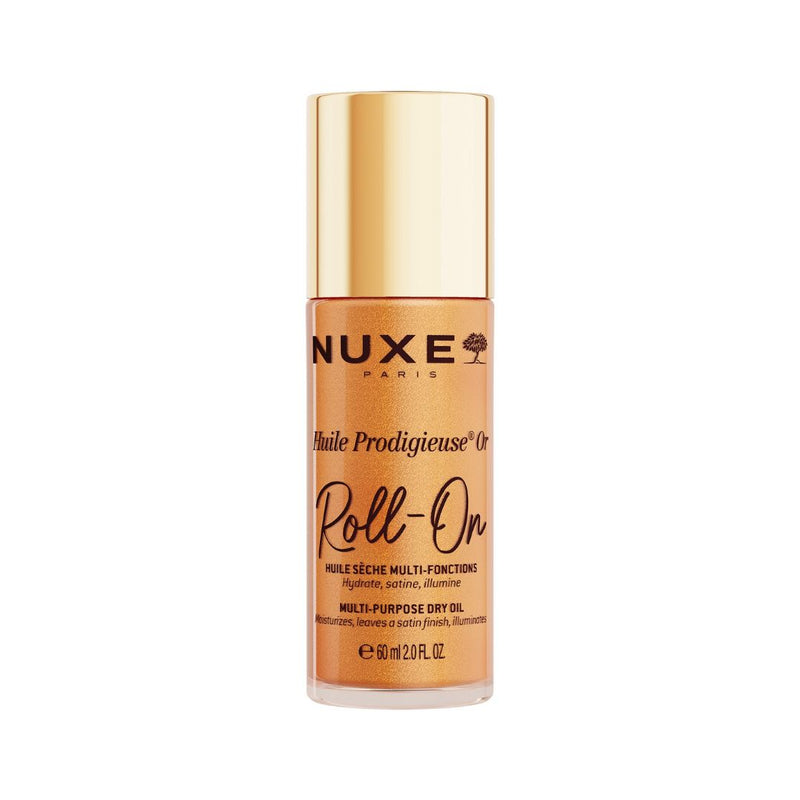 Nuxe Huile Prodigieuse Or Roll-on 60ml נוקס פריז שמן עם שימר רב שימושי ברול און לעור פנים גוף ושיער