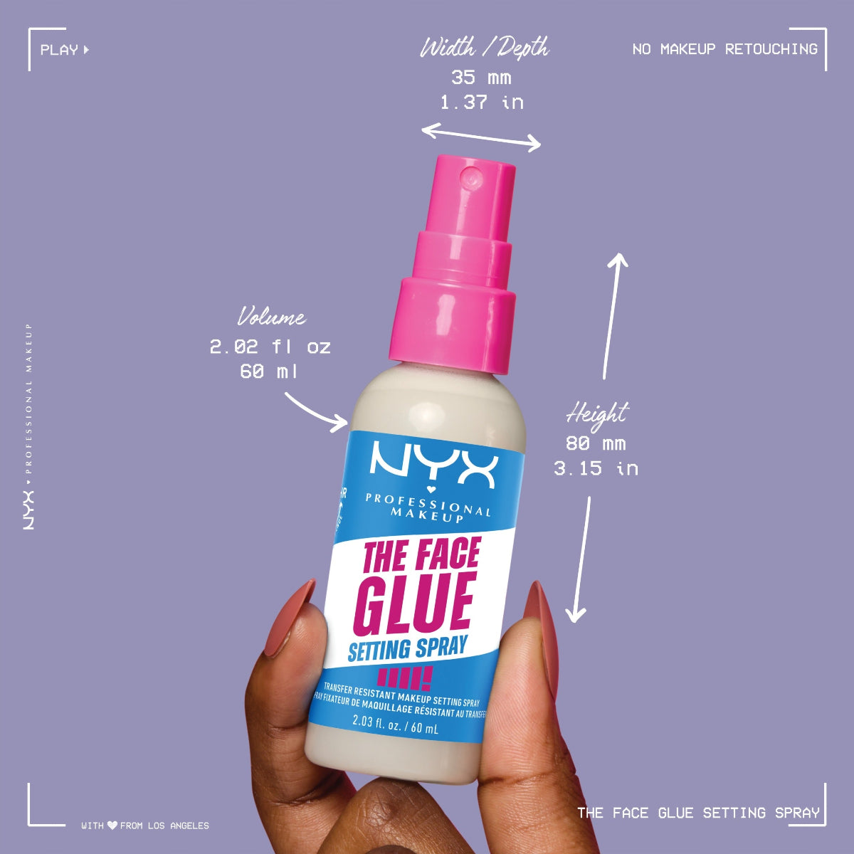 NYX Professional The Face Glue Setting Spray ניקס ספריי מקבע איפור פייס גלו עד 24 שעות
