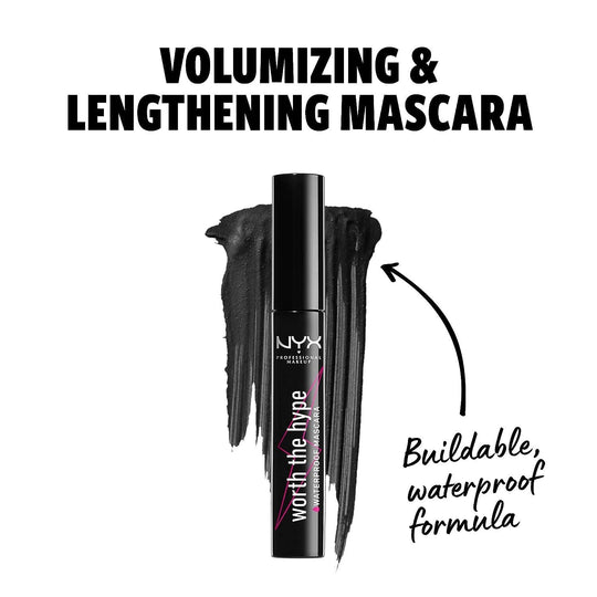 NYX Professional Makeup Worth The Hype Waterproof Mascara ניקס מסקרה וורס זה הייפ למראה ריסים ארוכים עמידה