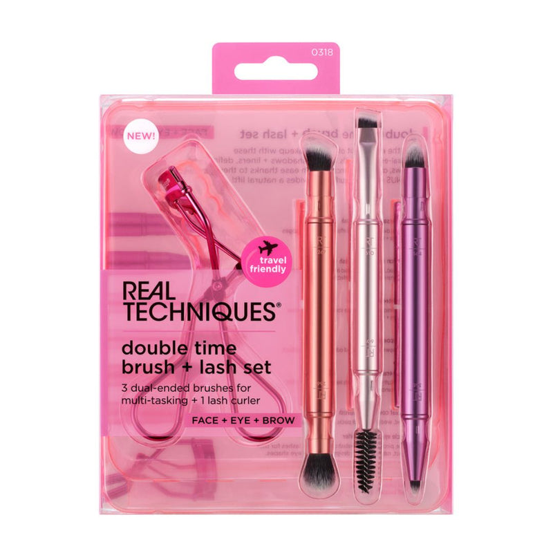 Real Techniques Double Time Retractable Brush Set ריל טכניקס סט מברשות דאבל טיים רטרסבל
