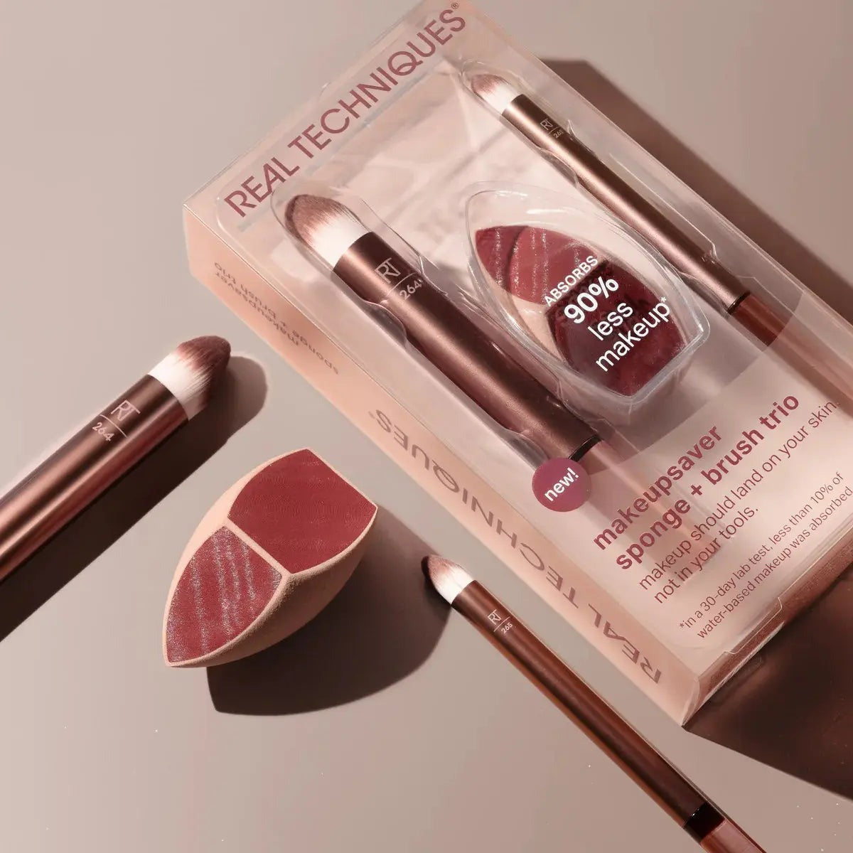 Real Techniques Makeup Saver + Brush Trio ריל טכניקס סט מברשות מייק אפ סייבר