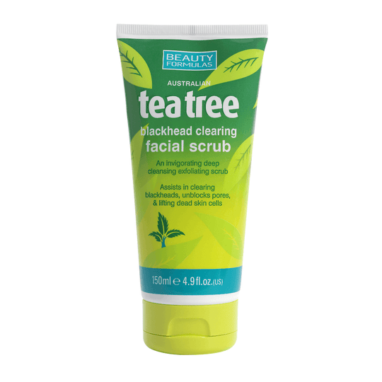Beauty Formulas Tea Tree תרחיץ גרגרים לפנים לניקוי עמוק וסיוע בהסרת שחורים-GLAM42