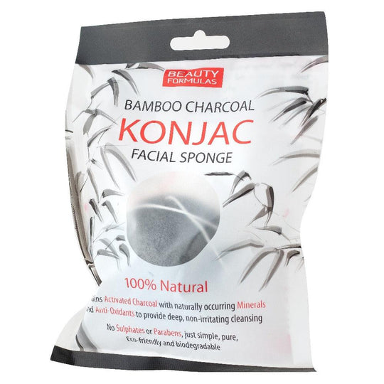 Beauty Formulas ספוג קונג'אק 100% טבעי לניקוי עמוק של עור הפנים בתוספת פחם-GLAM42