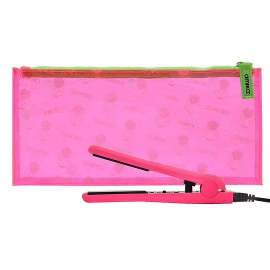Amika Mighty Mini Styler Bubble Gum Pink אמיקה מיני מחליק טיטניום ורוד מסטיק-GLAM42