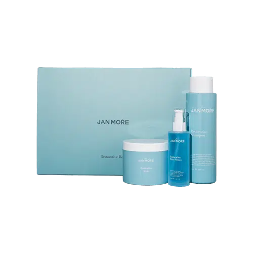 Jan Moŕe -מארז 3 מוצרים Restorative לשיקום השיער הכולל שמפו, מסכה וסרום