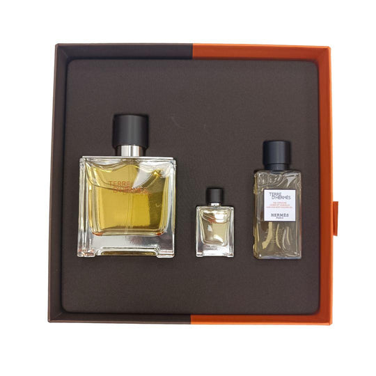 מארז בישום הרמס לגבר Hermes Terre D Hermes Pure Parfum 3 Item Set-GLAM42