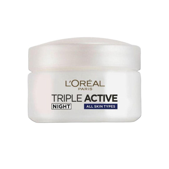 L'Oreal Paris Triple Active Night - קרם לילה פעולה משולשת לכל סוגי העור 50 מ"ל-GLAM42