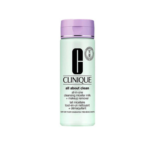 Clinique All In One Cleansing Micellar Milk + Makeup Remover Combination Oily To Oil 200 Ml- קליניק חלב פנים לניקוי ולהסרת איפור לעור מעורב עד שמן-GLAM42
